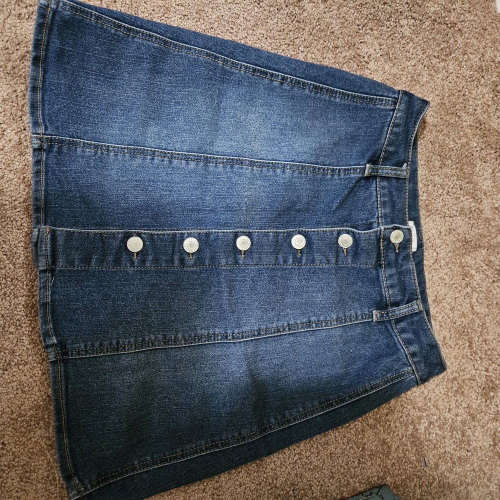 Denim Button-Front Skirt